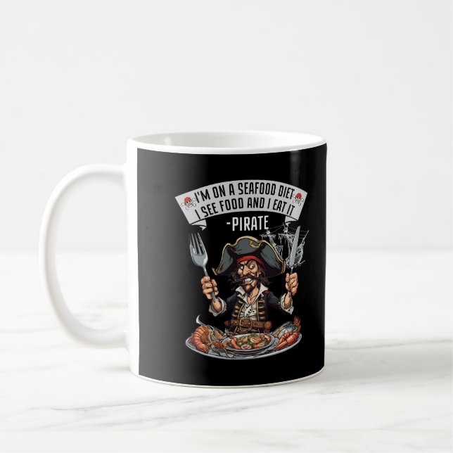 Caneca De Café Pirata, estou numa dieta de marisco. Eu Vejo Comid (Esquerda)