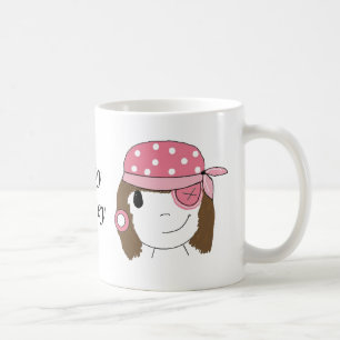 Caneca De Café Pirata Menina Rosa