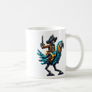 Caneca De Café Pirata Montando Papagaio Estilo Bloco Jogos Gamer