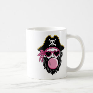 Caneca De Café Pirata soprando bolha Preppy Pink Mascot Halloween