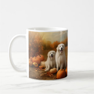 Caneca De Café Pirenéus excelentes Puppy Autumn Delight Pumpkin
