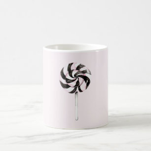 Caneca De Café Pirulito de Chupa-Chupa Rosa Preto