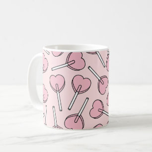 Caneca De Café Pirulitos Cor-de-Rosa, Pirulitos em Forma de Coraç