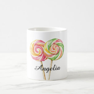 Caneca De Café Pirulitos Verdes de Lima Amarela Banana Rosa