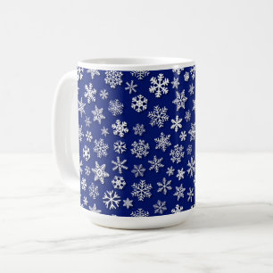 CANECA DE CAFÉ PISCAS DE NEVE AZUIS E BRANCOS DO INVERNO