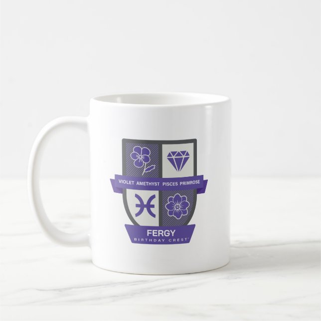 Caneca De Café Pisces Birthday Crest™ for February 19-29 Mug (Esquerda)