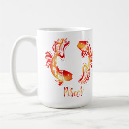 Caneca De Café Pisces zodiac sign red orange glitter fish