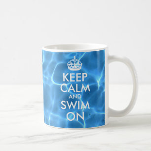 Caneca De Café Piscina azul, água manter calma e Natação ligad