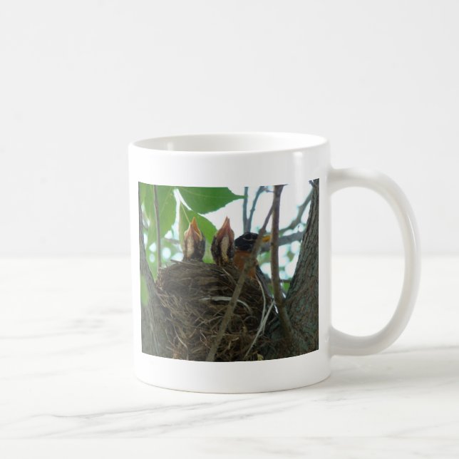 Caneca De Café Pisco de peito vermelho com bebês (Direita)