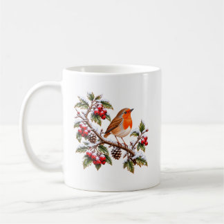 Caneca De Café Piscoieira no Ramo de Inverno Nevado Natal