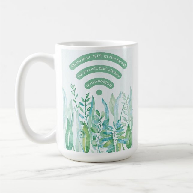 Caneca De Café Piso florestal - folhas tropicais mais aspas (Esquerda)