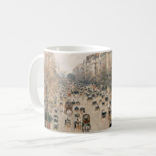 Caneca De Café Pissarro - Boulevard Montmartre, Sol da Tarde (Frente Esquerda)