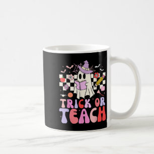 Caneca De Café Pista Ou Ensino Pêssego Professora De Halloween