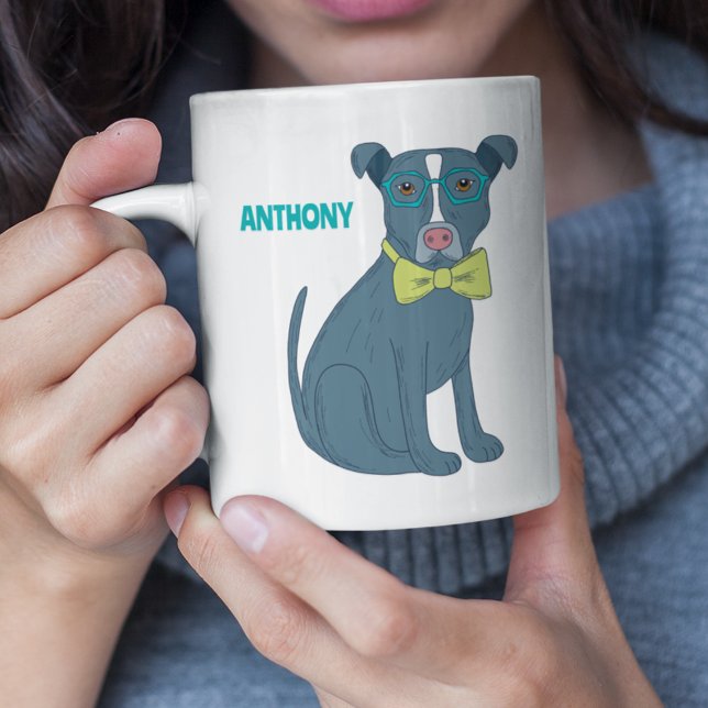 Caneca De Café Pit Bull Cachorro Cachorro Vestindo Óculos Persona (Criador carregado)