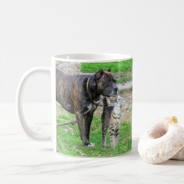 Caneca De Café Pit Bull e Cat (Com Donut)