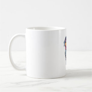 Caneca De Café Pitbull Azul Feliz Usando Óculos de Sol