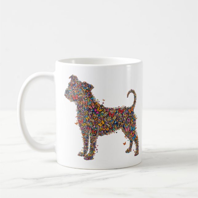 Caneca De Café Pitbull Butterfly Silhouette Art | Bully Dog Lover (Esquerda)