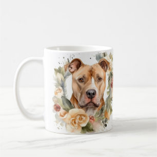 Caneca De Café Pitbull Festão de Grinalda de Natal Cachorro Festi