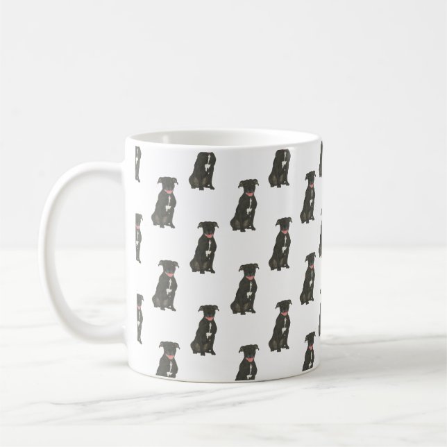 Caneca De Café Pitbull Staffy (Preto) (Esquerda)