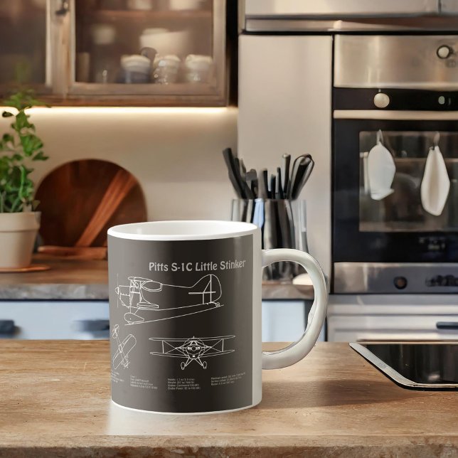 Caneca De Café Pitts S-1C - Planos de Impressão de Avião (Criador carregado)