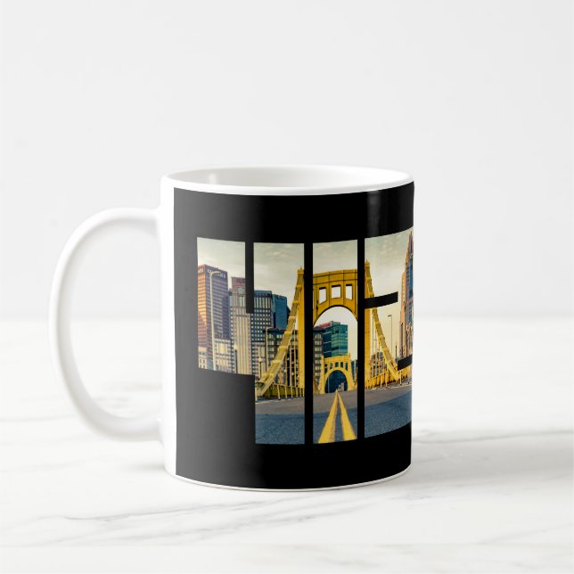 Caneca De Café Pittsburgh Pennsylvania Steel City Skyline 412 Can (Esquerda)