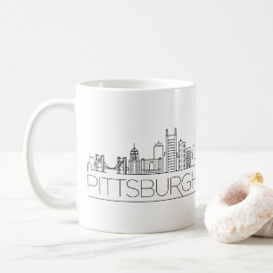 Caneca De Café Pittsburgh (Pensilvânia)  Linha Skyline Estilizad