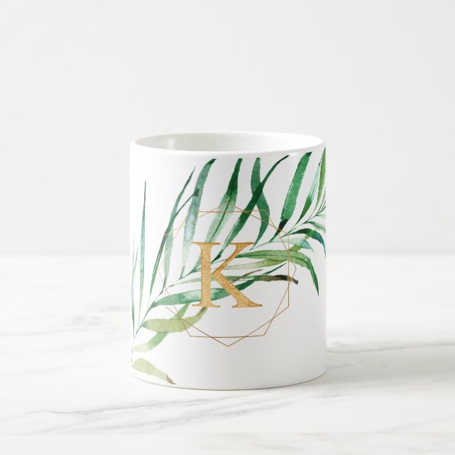 CANECA DE CAFÉ PIXDEZINAS PALM FRONTS | MONOGRAMA A-Z (Centro)
