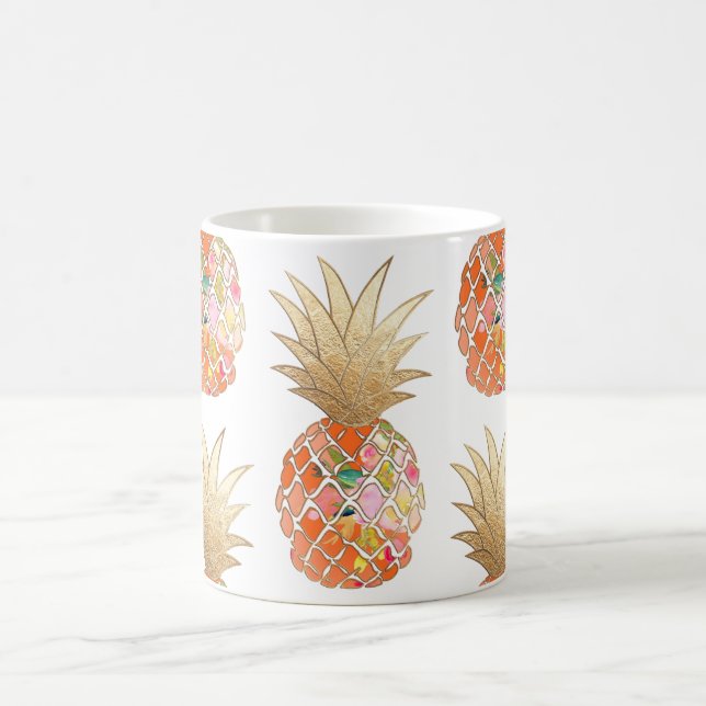 Caneca De Café PixDezines Aloha Pineapple+Faux Dourado (Centro)