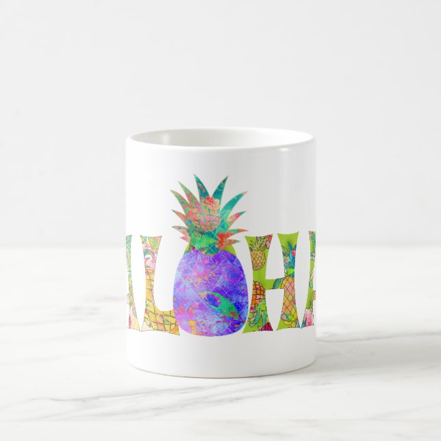 Caneca De Café PixDezines Aloha Pineapple+Floral (Centro)