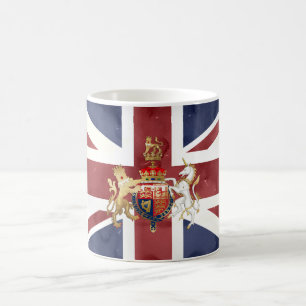 Caneca De Café PIXDEZINES Aquarela UNION JACK e INSÍGNIA