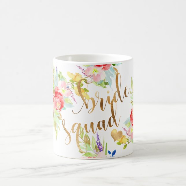 Caneca De Café PixDezines Floral Aquarela|Bride Squad (Centro)