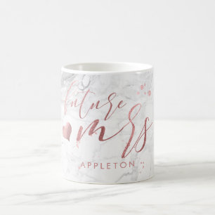 Caneca De Café PixDezines Future Sra/Faux Rosa Dourado/Modern Scr