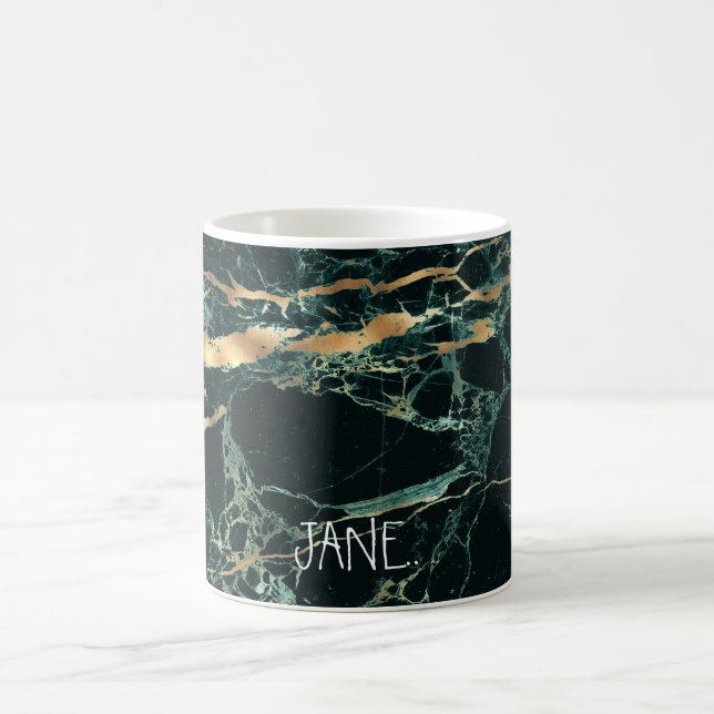 Caneca De Café PixDezines HUNTER VERDE MÁRMORE+VEIAS OURO FALSO (Centro)