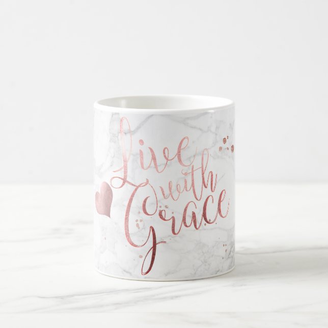 Caneca De Café PixDezines LIVE COM GRACE/Marble+Faux Rosa Dourado (Centro)