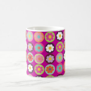 Caneca De Café PixDezines margaridas groovy/cor personalizável do