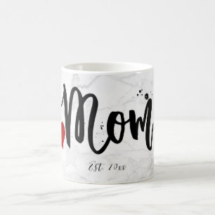 Caneca De Café PixDezines NOVA MAMÃE Marble+Modern Script