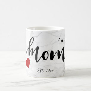 Caneca De Café PixDezines NOVA MAMÃE Mármore+Script Moderno