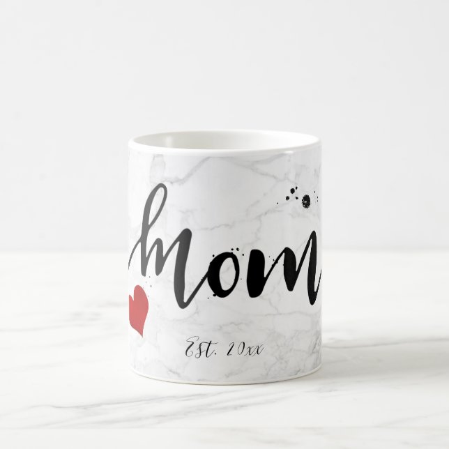 Caneca De Café PixDezines NOVA MAMÃE Mármore+Script Moderno (Centro)