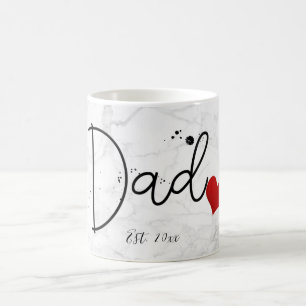 Caneca De Café PixDezines NOVO PAI Mármore+Letra Moderna