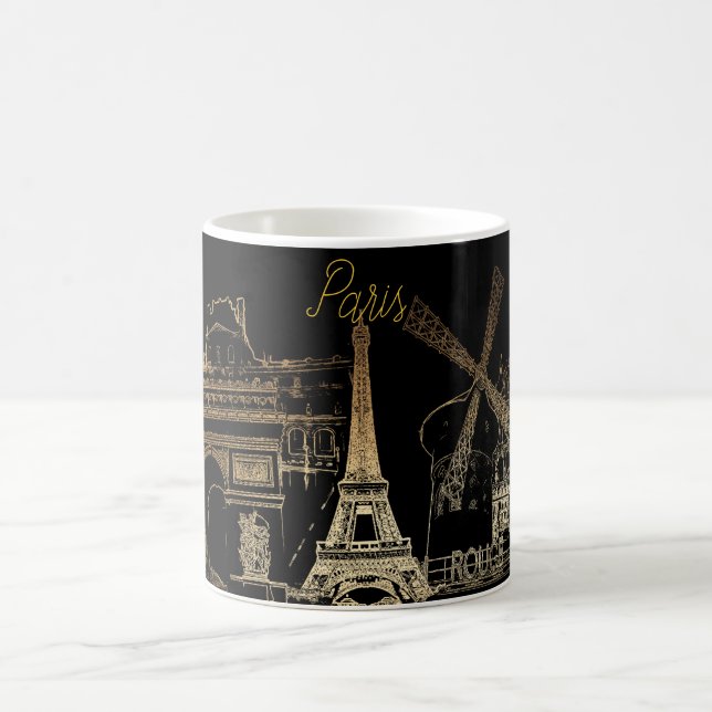 Caneca De Café PixDezines Paris la nuit/Dourado Tone (Centro)