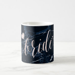 Caneca De Café PixDezines Rosa Noiva Rascunho Azul Marinho Mármor