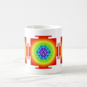 Caneca De Café PixDezines Sri Yantra Chakra Clearing/Laranja