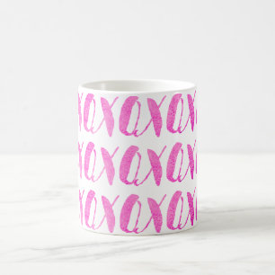 Caneca De Café PixDezines xoxo/Pink/Fundo de bricolage