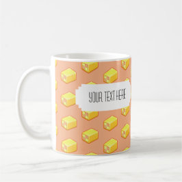 Caneca De Café Pixel Art Battenberg - Padrão de Bolo com Rótulo