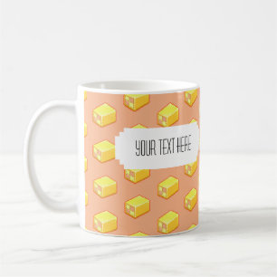 Caneca De Café Pixel Art Battenberg - Padrão de bolos com etiquet