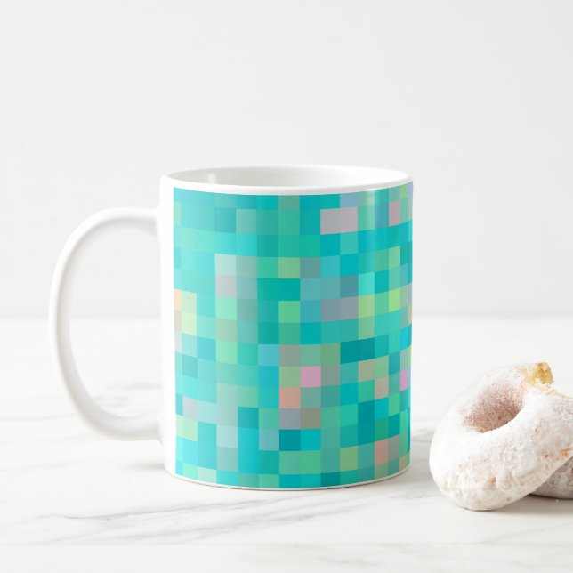 Caneca De Café Pixel Art Multicolor Patterno (Com Donut)