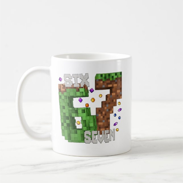 Caneca De Café Pixel Divertido Seis Sete 67 Aniversário de Gamer  (Esquerda)
