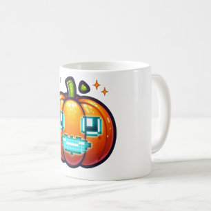 Caneca De Café Pixel Pumpkin Mug Brilhante - Halloween Retro Game