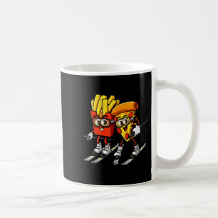 Caneca De Café Pizza batata frita esqui engraçado esquiador fast