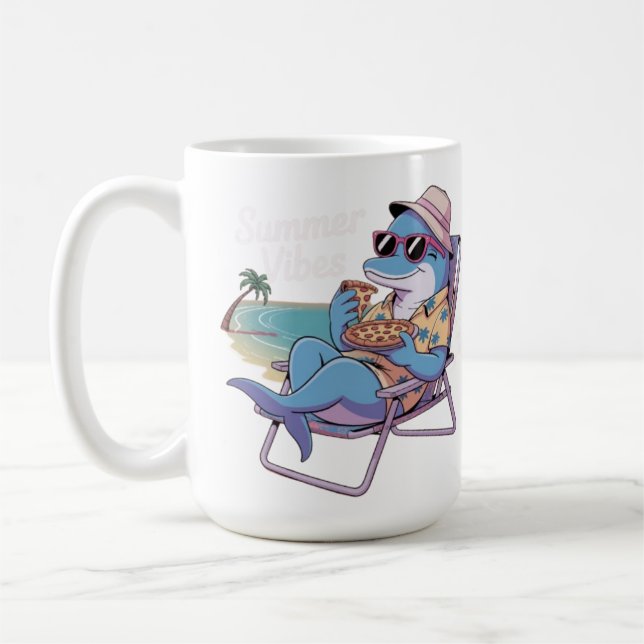 Caneca De Café Pizza de golfinho nas férias de Verão (Esquerda)